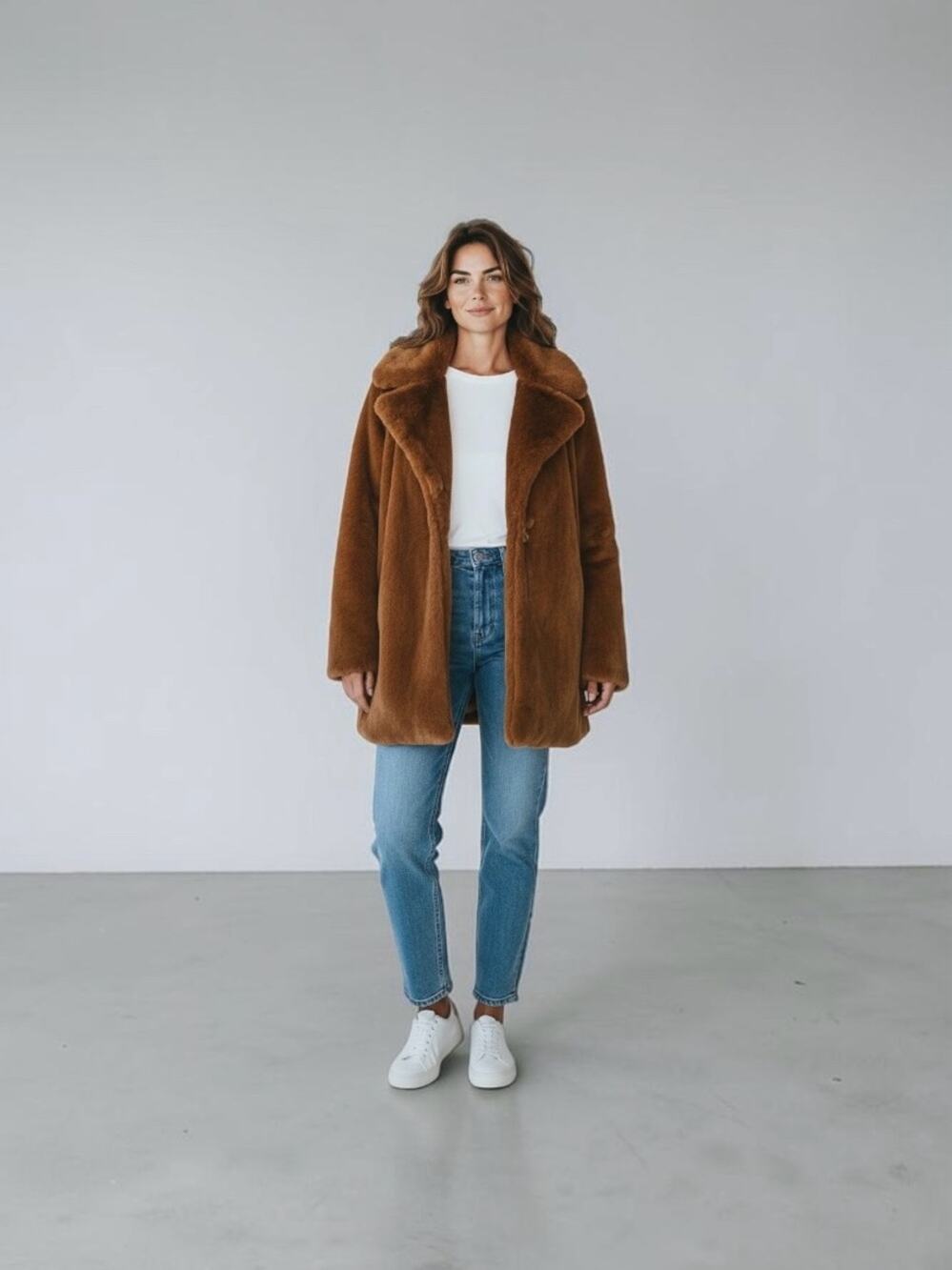 NVLT Faux Fur Jacket in Cognac EUC